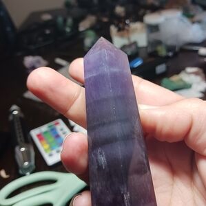 Banded purple fluorite tower